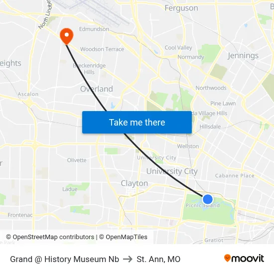 Grand @ History Museum Nb to St. Ann, MO map