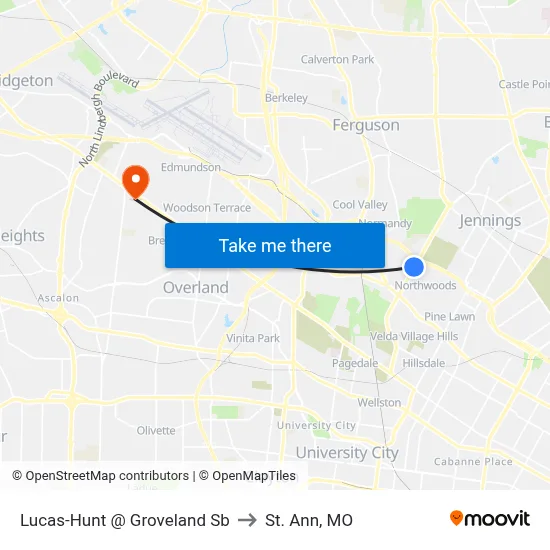 Lucas-Hunt @ Groveland Sb to St. Ann, MO map