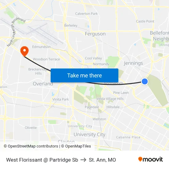 West Florissant @ Partridge Sb to St. Ann, MO map