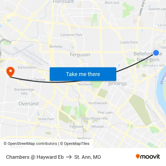 Chambers @ Hayward Eb to St. Ann, MO map
