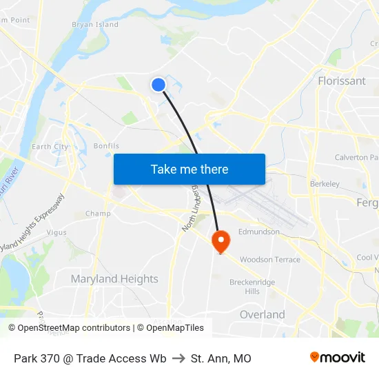 Park 370 @ Trade Access Wb to St. Ann, MO map