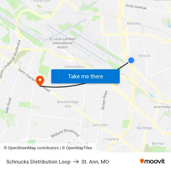 Schnucks Distribution Loop to St. Ann, MO map