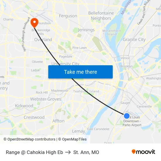 Range @ Cahokia High Eb to St. Ann, MO map