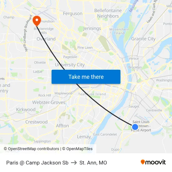 Paris @ Camp Jackson Sb to St. Ann, MO map