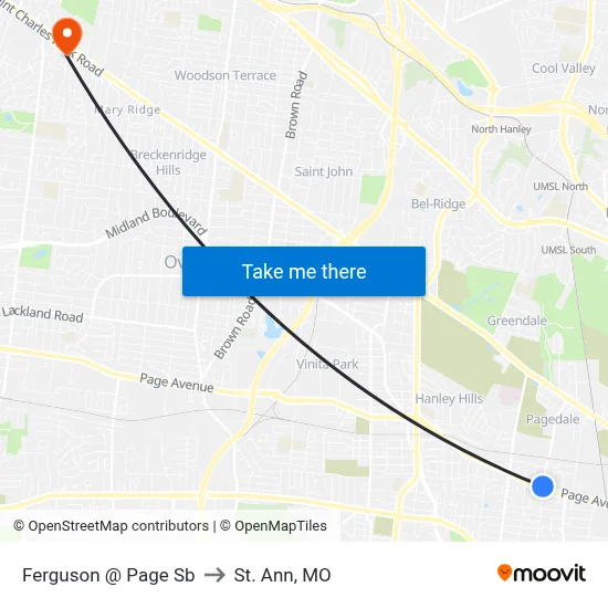 Ferguson @ Page Sb to St. Ann, MO map