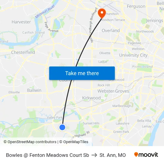 Bowles @ Fenton Meadows Court Sb to St. Ann, MO map