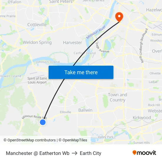 Manchester @ Eatherton Wb to Earth City map