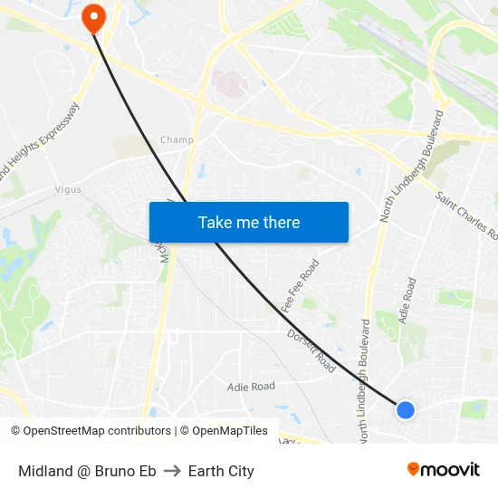 Midland @ Bruno Eb to Earth City map