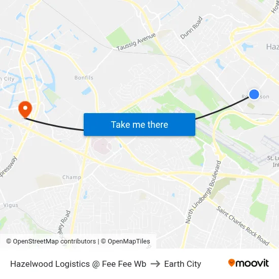 Hazelwood Logistics @ Fee Fee Wb to Earth City map