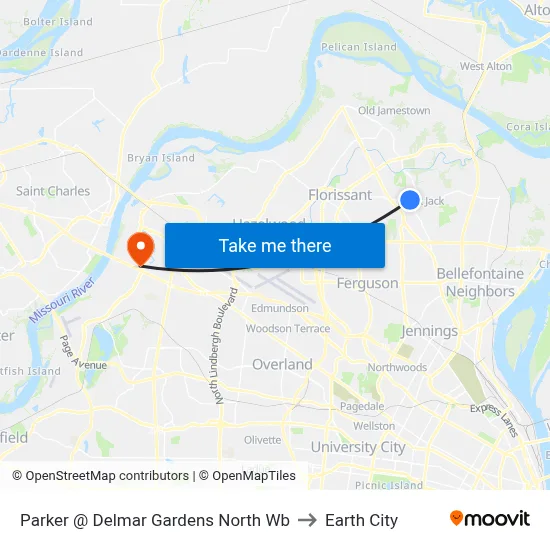 Parker @ Delmar Gardens North Wb to Earth City map