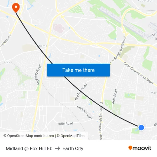 Midland @ Fox Hill Eb to Earth City map
