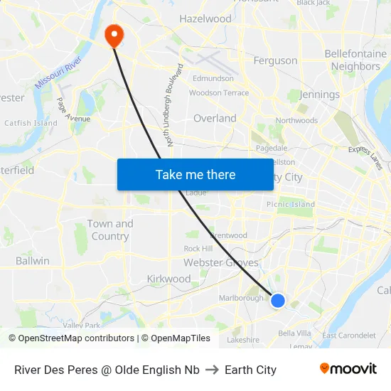 River Des Peres @ Olde English Nb to Earth City map
