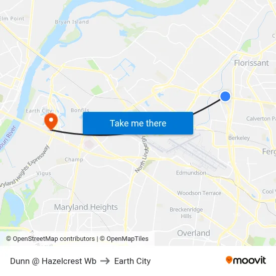Dunn @ Hazelcrest Wb to Earth City map