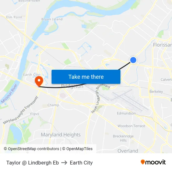 Taylor @ Lindbergh Eb to Earth City map