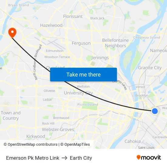 Emerson Pk Metro Link to Earth City map