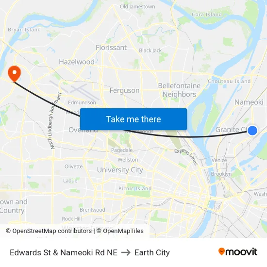 Edwards St & Nameoki Rd NE to Earth City map