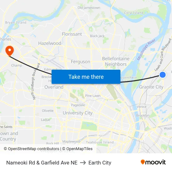 Nameoki Rd & Garfield Ave NE to Earth City map