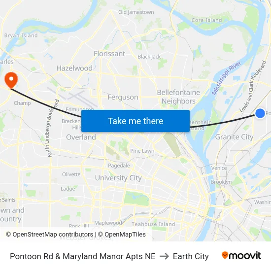 Pontoon Rd & Maryland Manor Apts NE to Earth City map