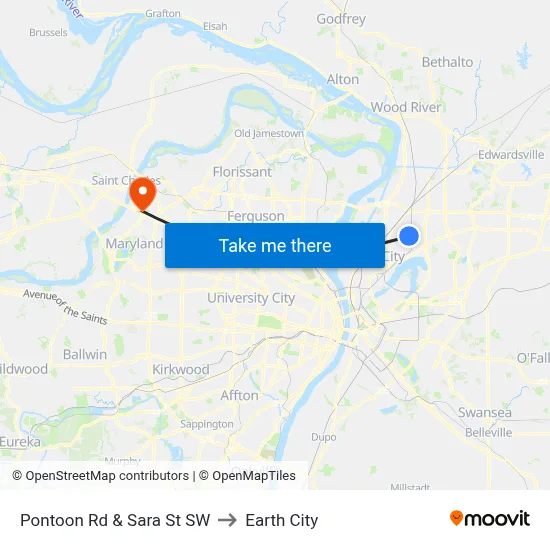 Pontoon Rd & Sara St SW to Earth City map