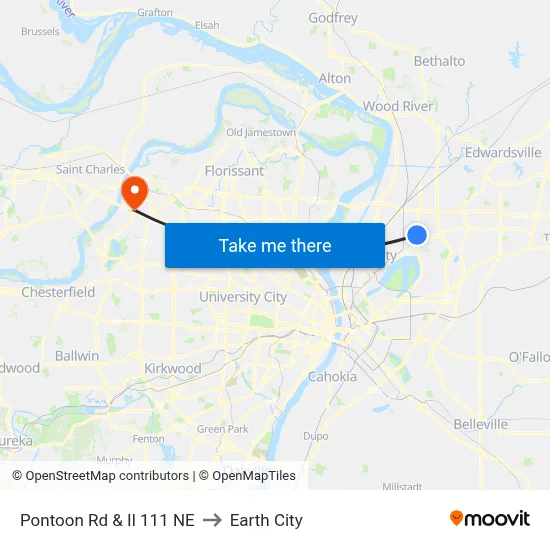 Pontoon Rd & Il 111 NE to Earth City map