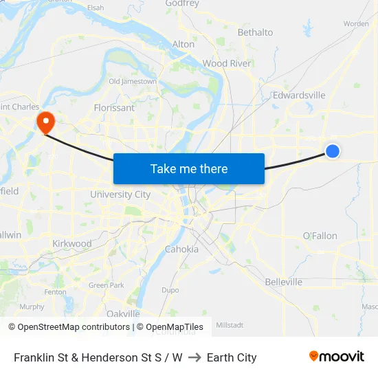Franklin St & Henderson St S / W to Earth City map