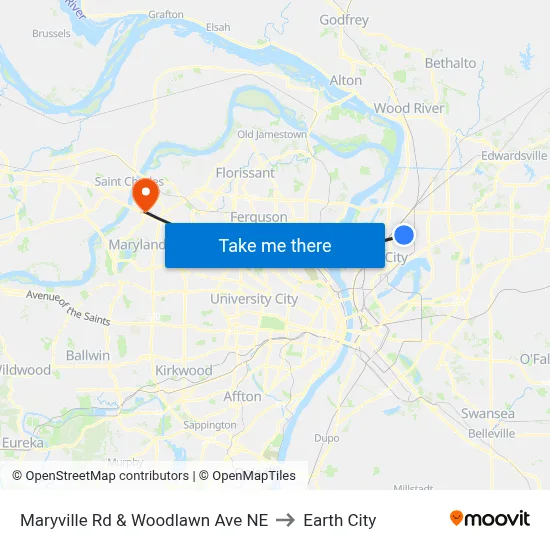 Maryville Rd & Woodlawn Ave NE to Earth City map