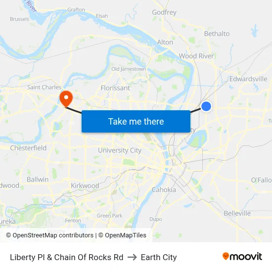 Liberty Pl & Chain Of Rocks Rd to Earth City map