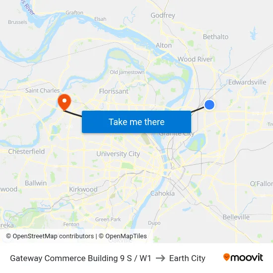 Gateway Commerce Building 9 S / W1 to Earth City map