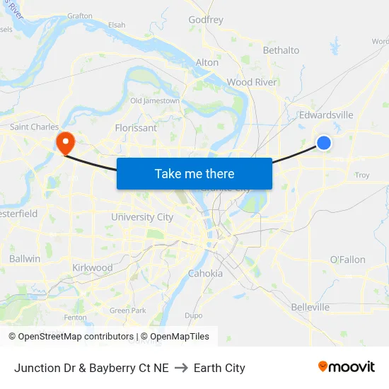 Junction Dr & Bayberry Ct NE to Earth City map