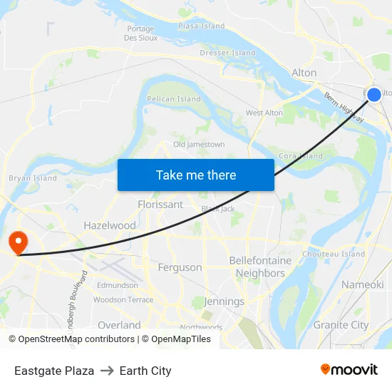 Eastgate Plaza to Earth City map