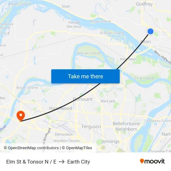 Elm St & Tonsor N / E to Earth City map