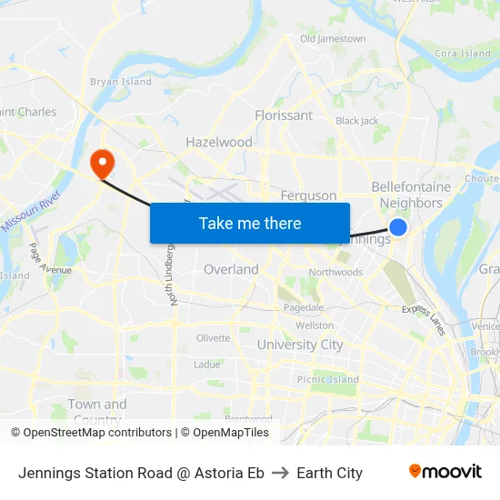 Jennings Station Road @ Astoria Eb to Earth City map