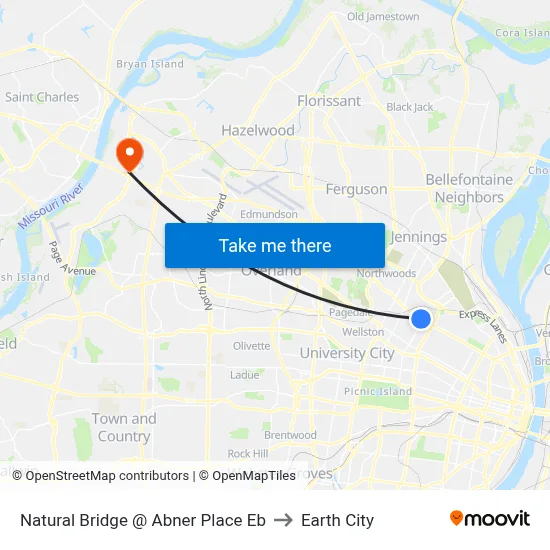 Natural Bridge @ Abner Place Eb to Earth City map