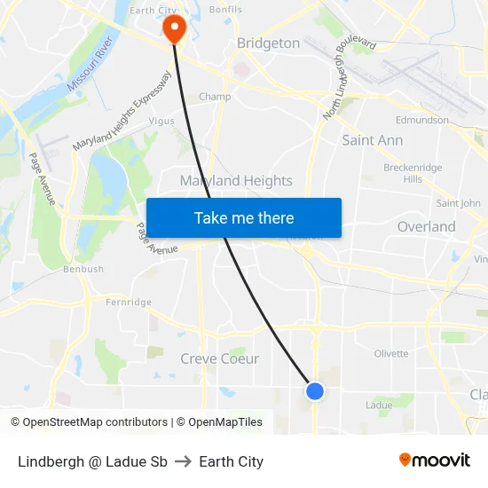 Lindbergh @ Ladue Sb to Earth City map