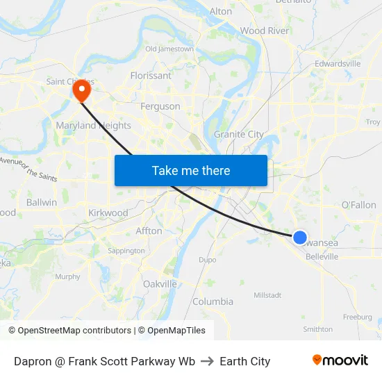 Dapron @ Frank Scott Parkway Wb to Earth City map
