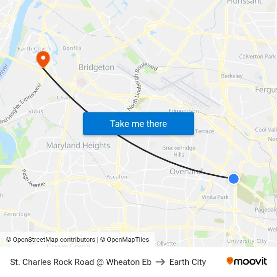 St. Charles Rock Road @ Wheaton Eb to Earth City map
