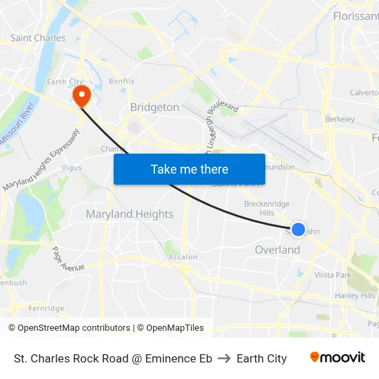 St. Charles Rock Road @ Eminence Eb to Earth City map