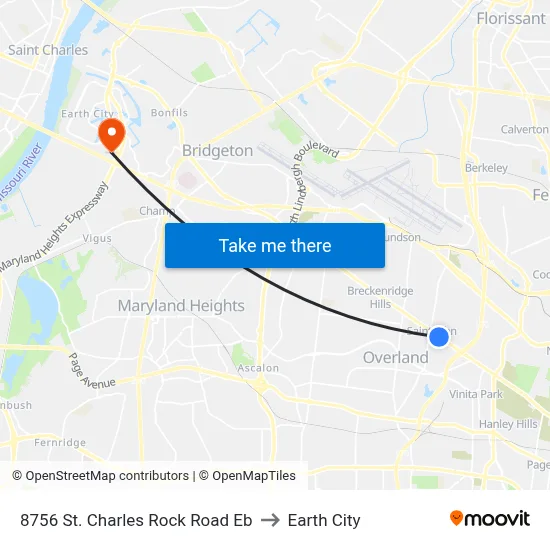8756 St. Charles Rock Road Eb to Earth City map