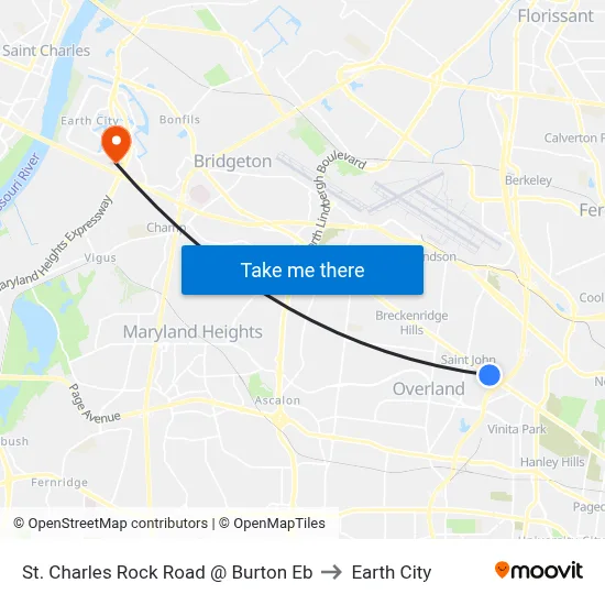 St. Charles Rock Road @ Burton Eb to Earth City map