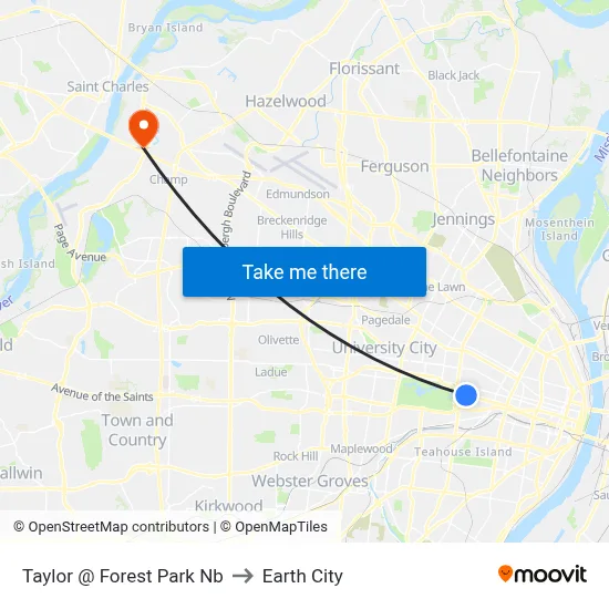 Taylor @ Forest Park Nb to Earth City map