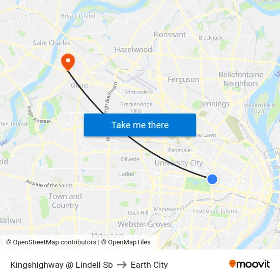 Kingshighway @ Lindell Sb to Earth City map