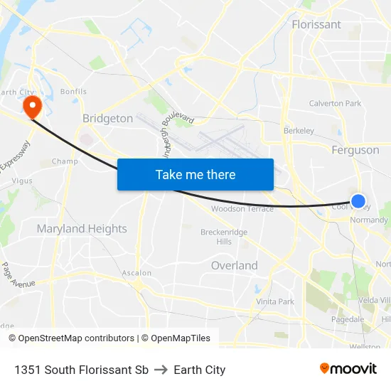 1351 South Florissant Sb to Earth City map