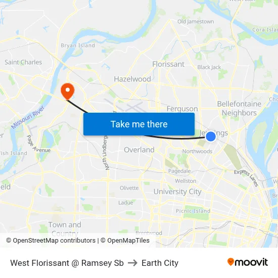 West Florissant @ Ramsey Sb to Earth City map