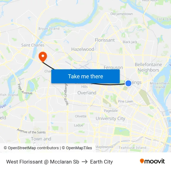 West Florissant @ Mcclaran Sb to Earth City map