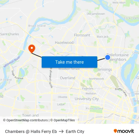Chambers @ Halls Ferry Eb to Earth City map