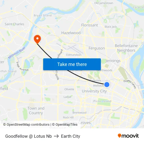 Goodfellow @ Lotus Nb to Earth City map