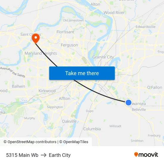 5315 Main Wb to Earth City map