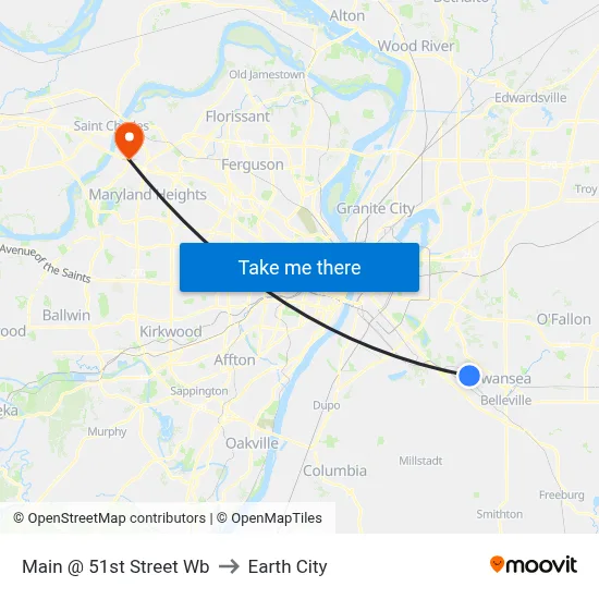 Main @ 51st Street Wb to Earth City map