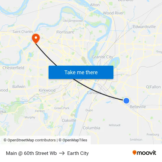 Main @ 60th Street Wb to Earth City map