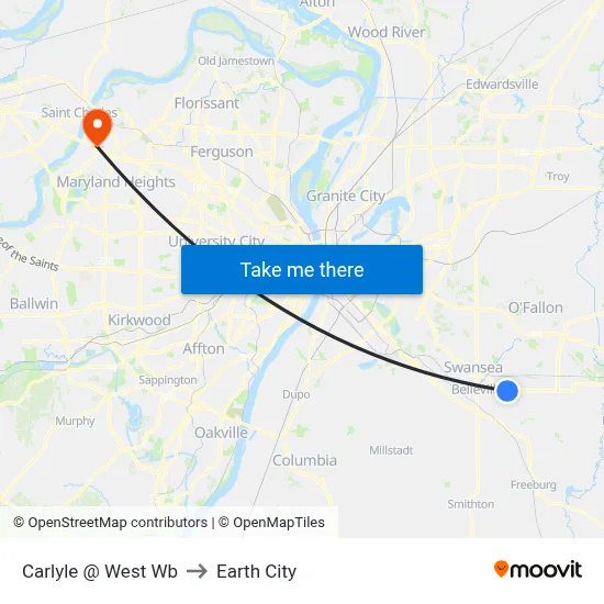 Carlyle @ West Wb to Earth City map